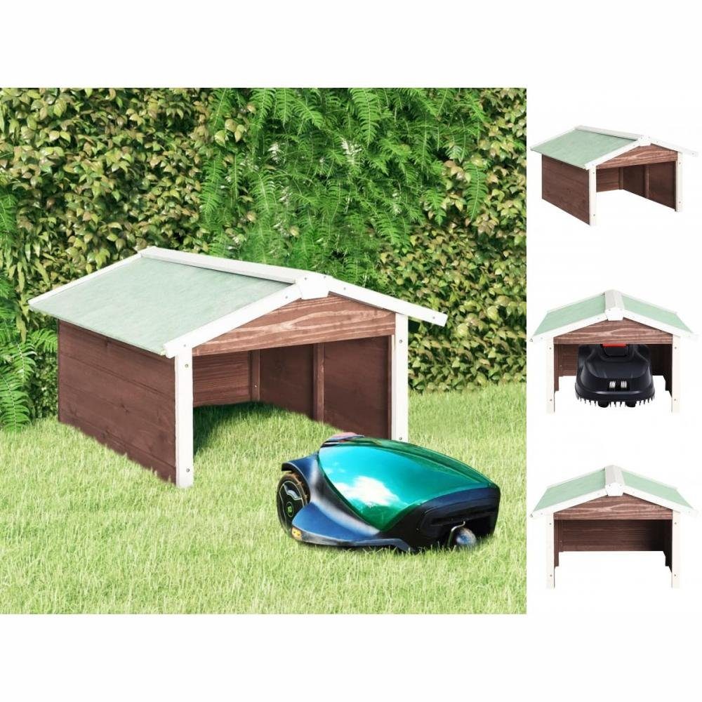 vidaXL Mähroboter-Garage Roboter-Rasenmäher Garage 72x87x50 cm Mocca Weiß Tannenholz, BxTxH: 72x87x50 cm braun
