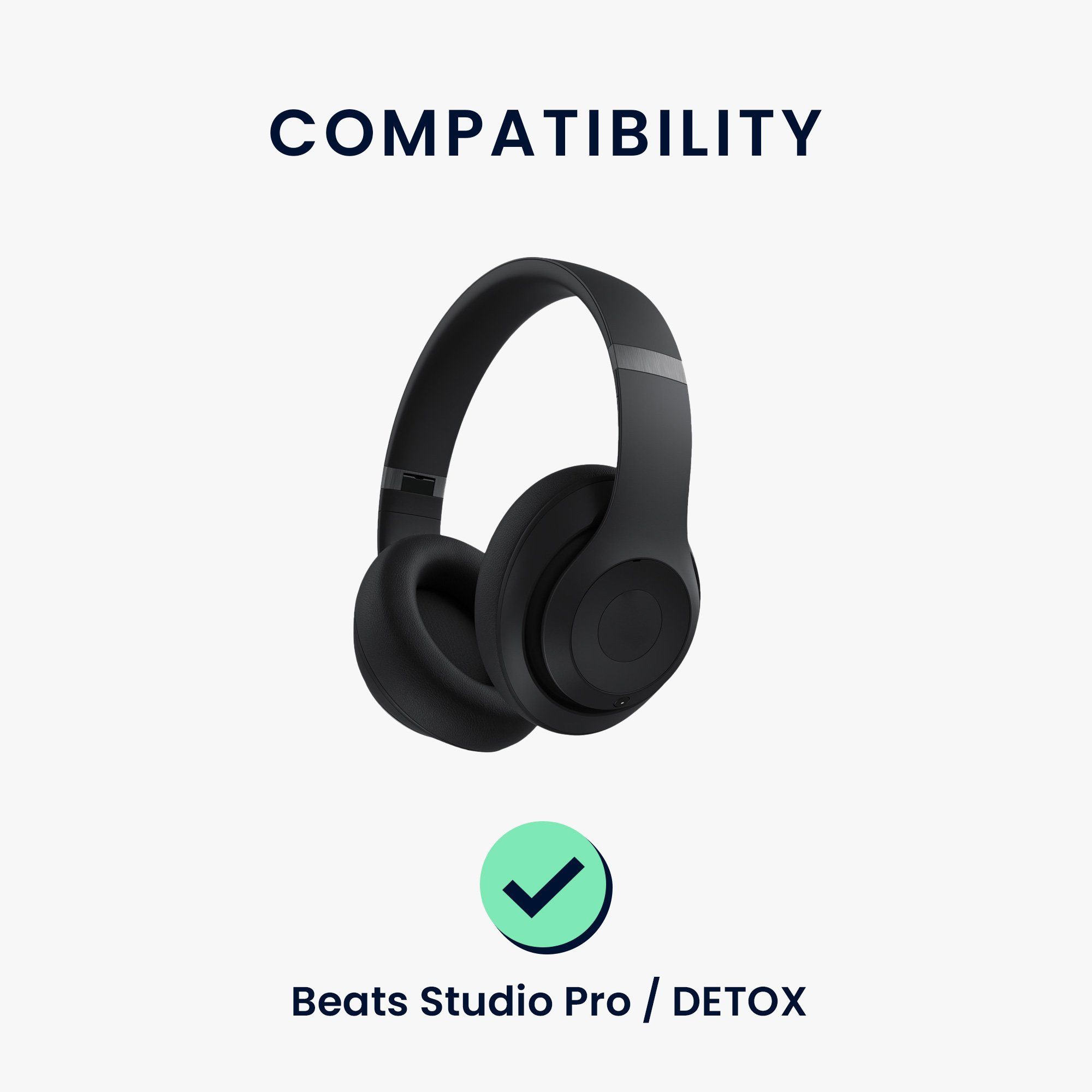 kwmobile 2x Ohr Polster für Beats Studio Pro / DETOX Ohrpolster (Ohrpolster Kopfhörer - Kunstleder Polster für Over Ear Headphones)
