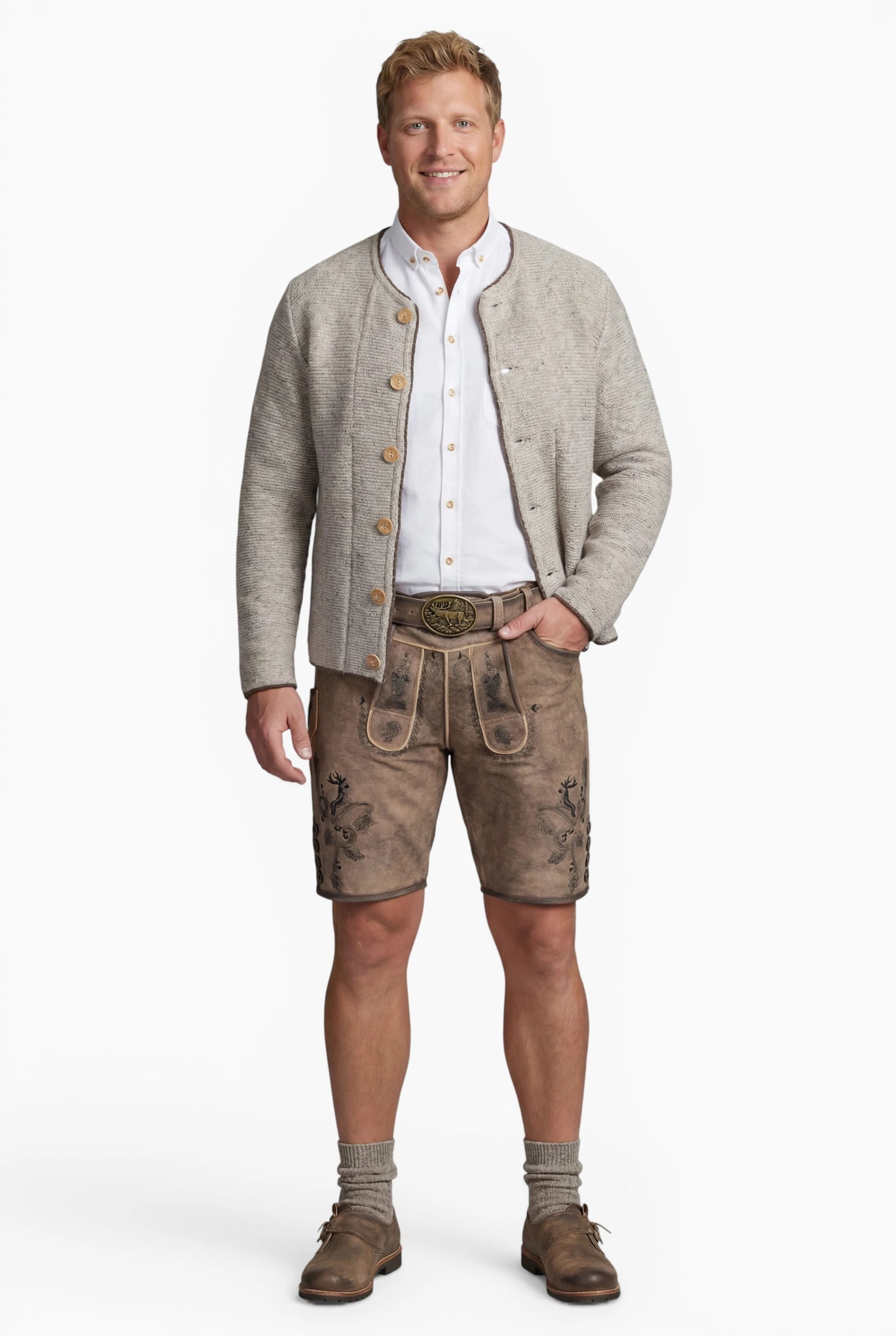 Nübler Trachtenstrickjacke Herren Trachtenstrickjacke Langarm Hannes in Natur