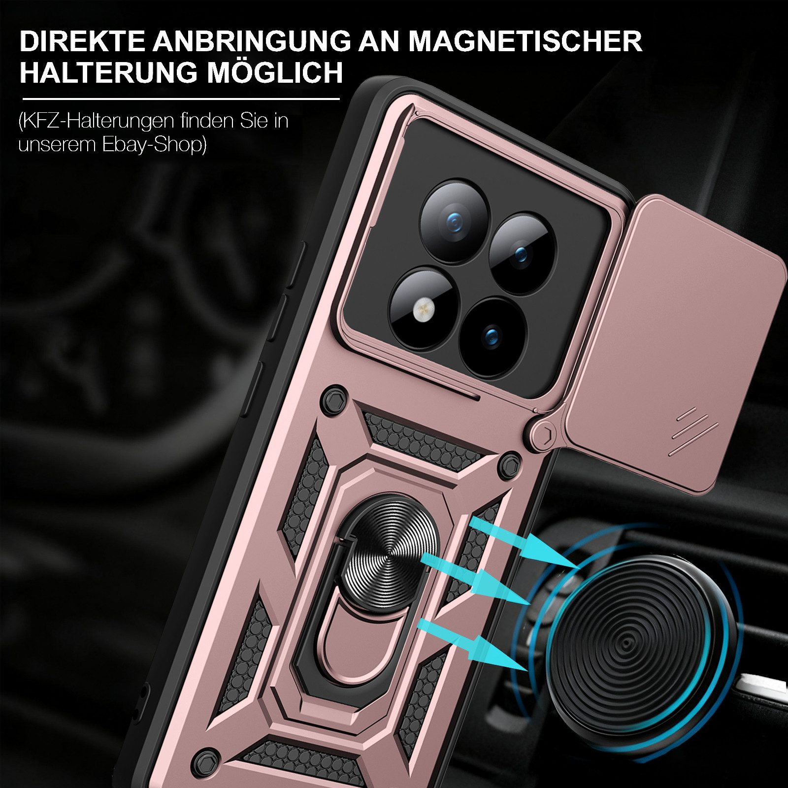 betterfon Handyhülle für Xiaomi Redmi Note 15 Pro 5G Hülle Schutzhülle mit Kameraschutz, Outdoorhülle mit Ringhalter, Silikonkern & präziser Passform – Bild 3 von 5