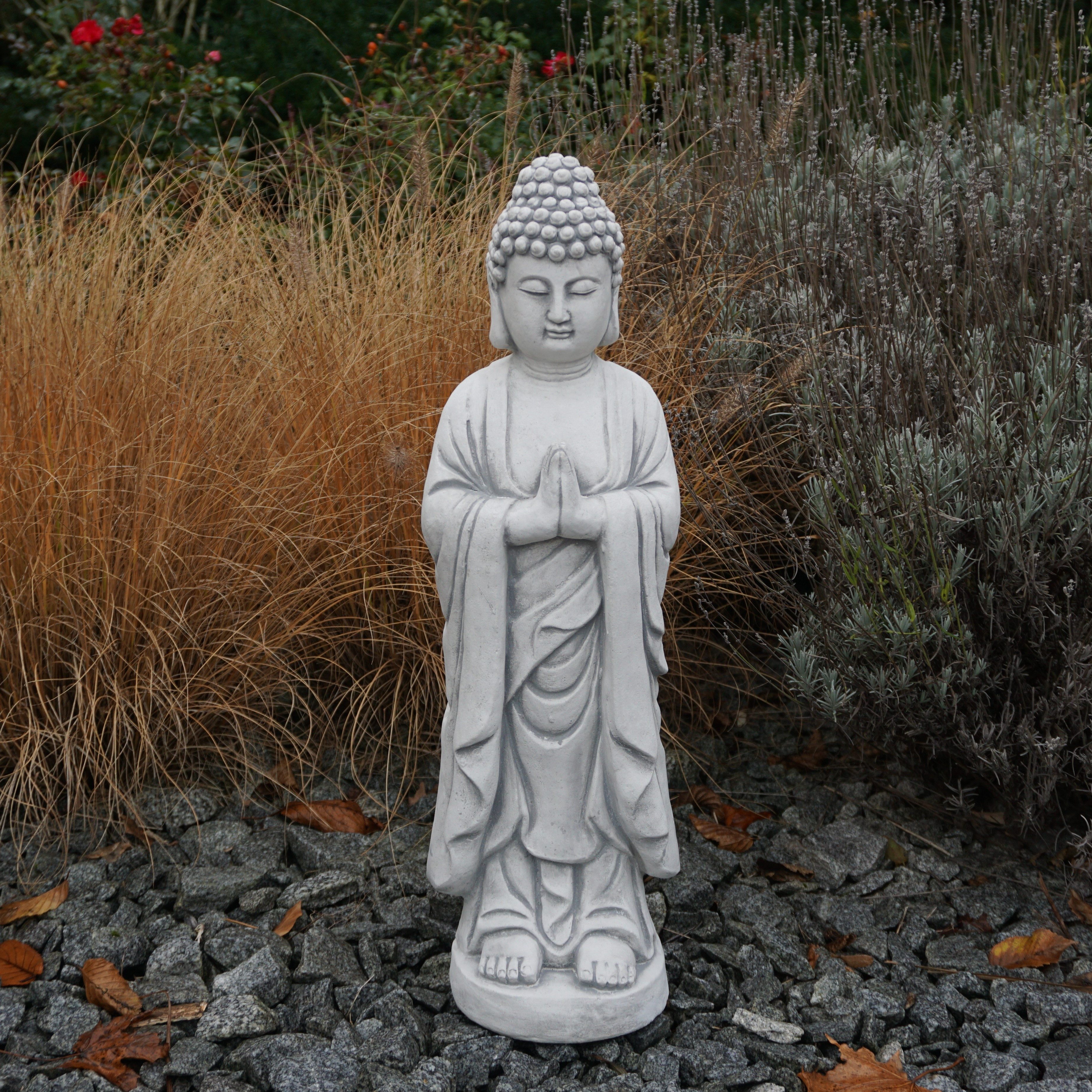 gartendekoparadies.de Gartenfigur stehender Buddha Mönch, Steinfigur, H. 60 cm, 17 kg, Frostsicher