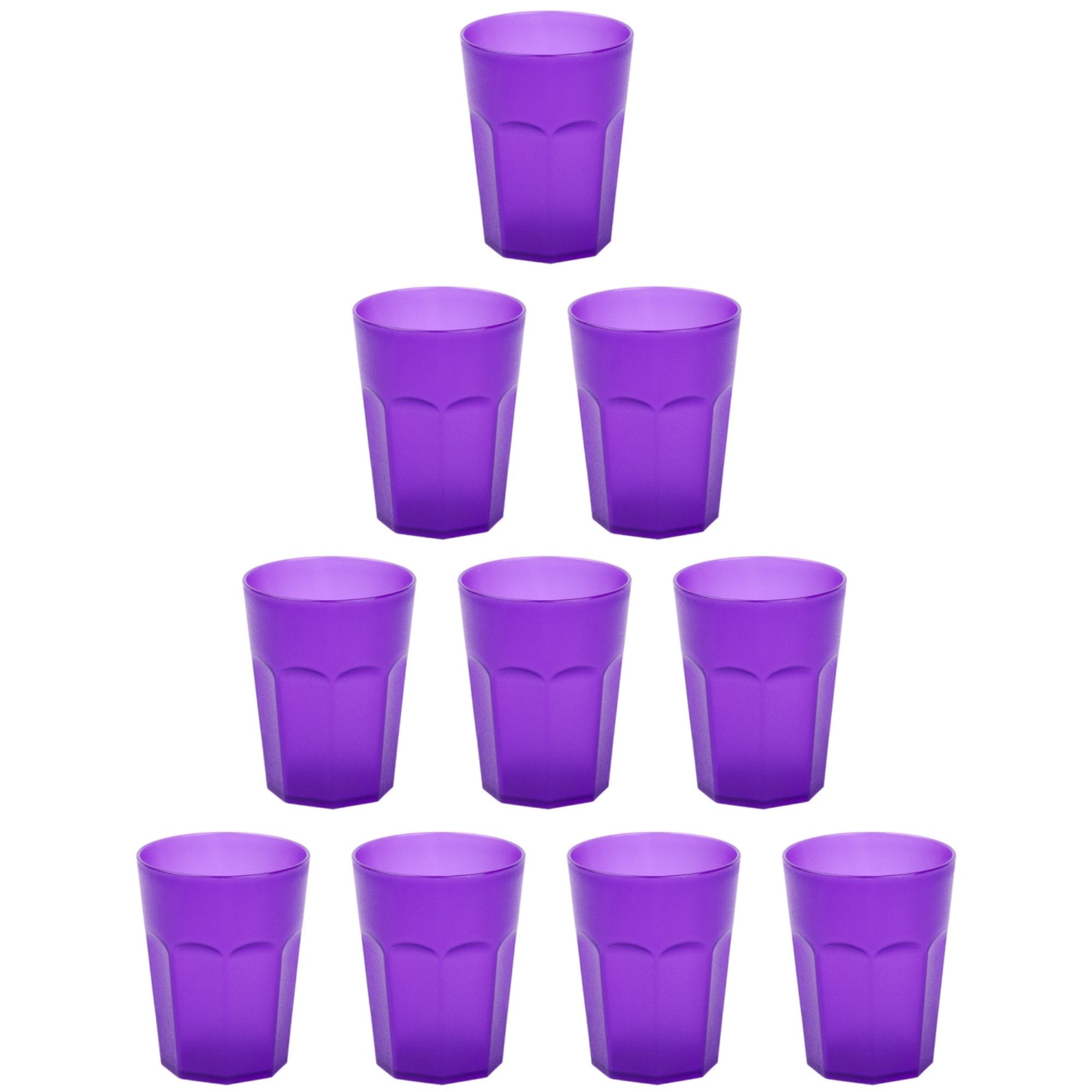 Engelland Becher Plastikbecher in modernen Neonfarben, Mehrweg, 10-tlg., Kunststoff, spülmaschinengeeignet, bruchfest, wiederverwendbar, 400 ml, 0,4 Liter