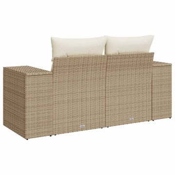 vidaXL Loungesofa Gartensofa mit Kissen 2-Sitzer Beige Poly Rattan