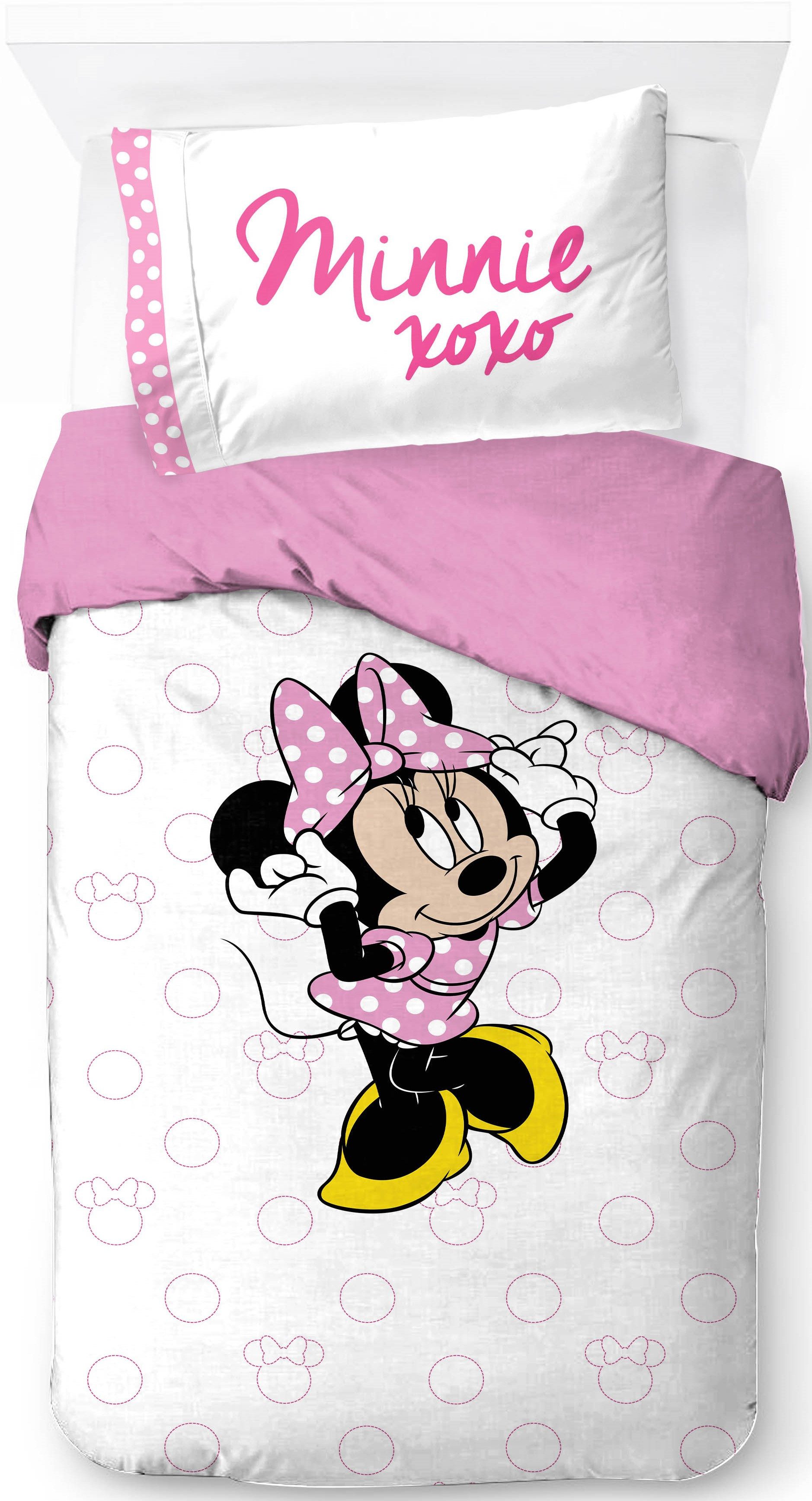 Disney Kinderbettwäsche Disney Minnie Mouse XOXO, Linon, 2 teilig, 100% Baumwolle