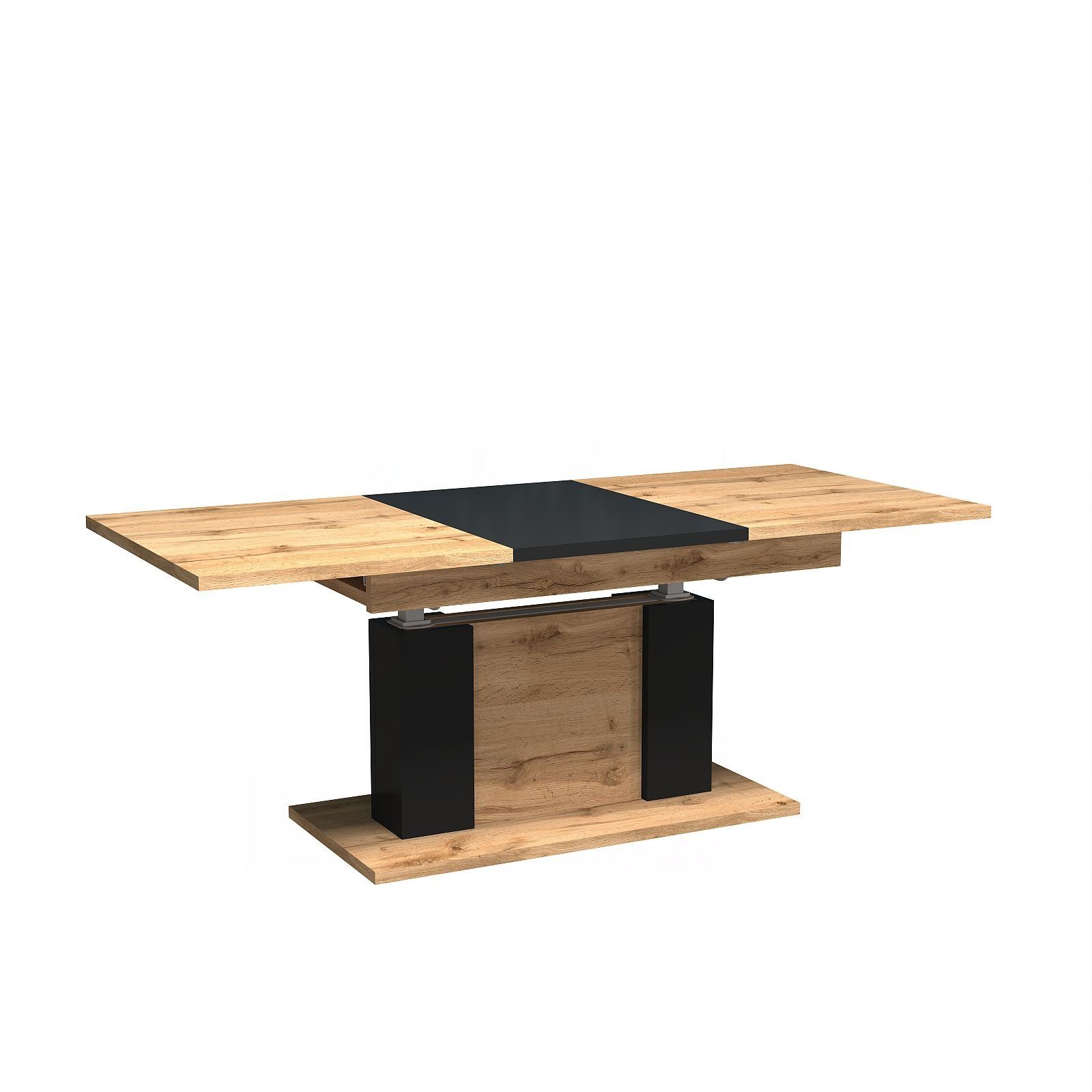 designimpex Couchtisch Design DP-1 Eiche Wotan-Schwarz matt höhenverstellbar ausziehbar