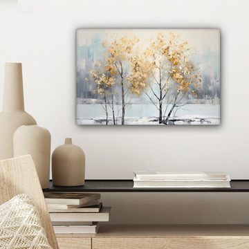 OneMillionCanvasses® Leinwandbild Winter - Bäume - Natur - Acryl - Kunst, (1 St), Leinwand Bilder Klein, Wand Dekoration 30x20 cm