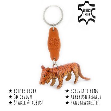 Monkimau Schlüsselanhänger Tiger Schlüsselanhänger Leder Tier Figur (Packung)