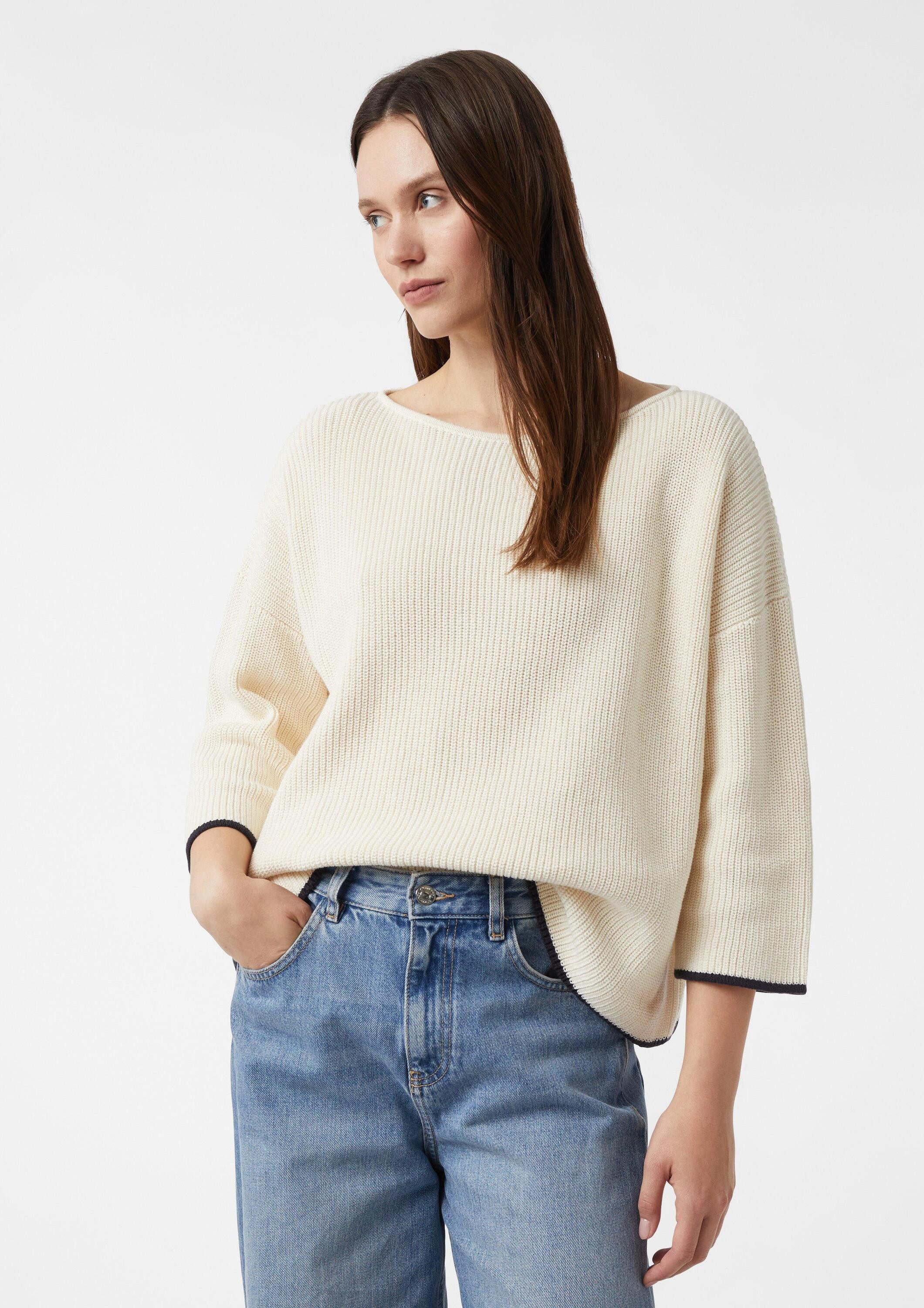 comma 3/4 Arm-Pullover Strickpullover Pullover im Boxy Fit mit Kontrastdetails