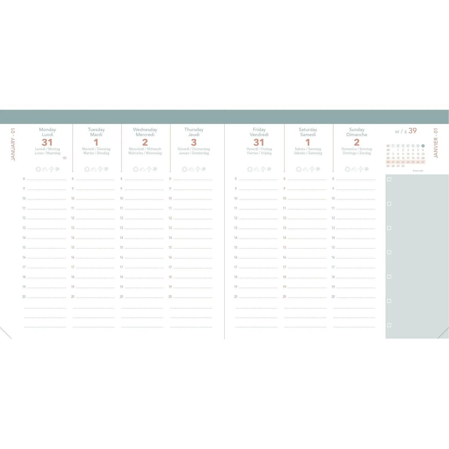Quo Vadis Lehrerkalender EXECUTIF SEPT COLOR ML Andrea grau 2026 / 2027