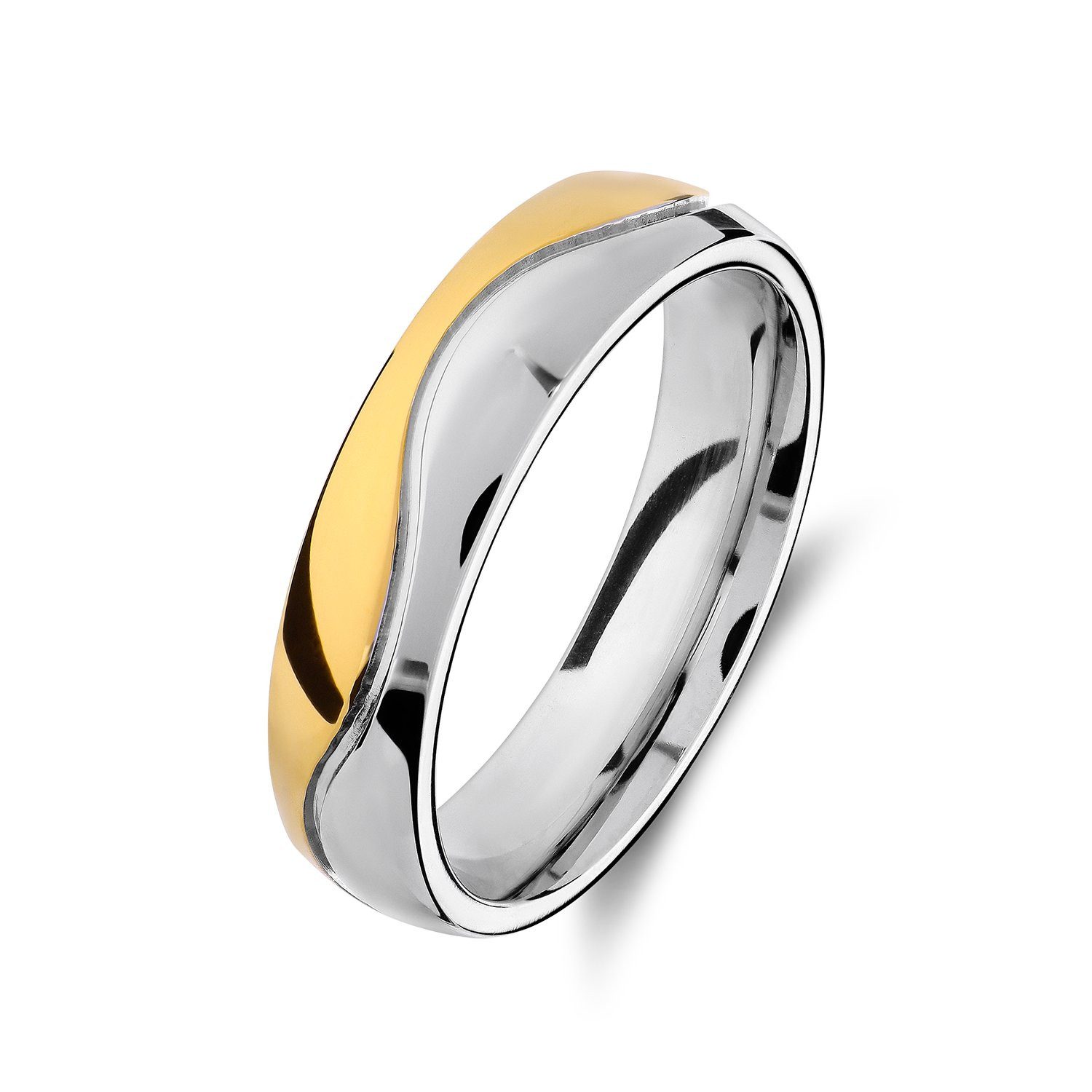LUCARDI Partnerring Freundschaftsring - Stahl - Silber-Gold - Herren