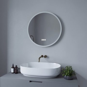 AQUABATOS LED-Lichtspiegel LED Badspiegel Rund Spiegel Badezimmerspiegel mit Beleuchtung 60x60, Anti-Fog, Kaltweiß, Neutralweiß, Warmweiß, Touch, Memory-Funktion