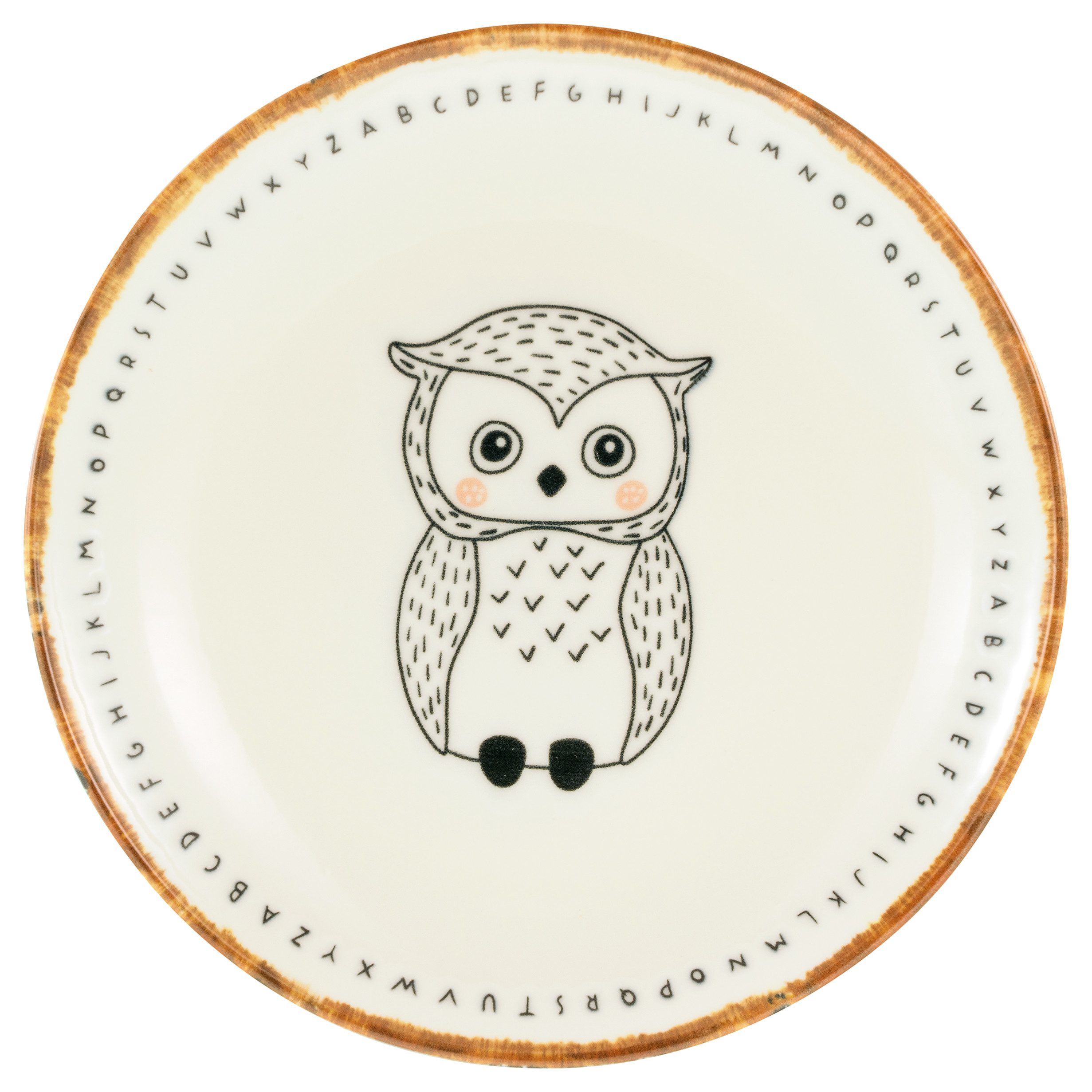CreaTable Teller-Set Freunde des Waldes, Teller 21 cm, 4-tlg. (4-tlg), 4 Personen, Steinzeug, Teller Set, Tierabbildungen, Nordische Ästhetik