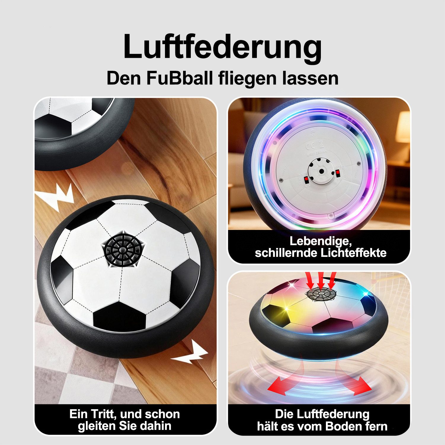 Esun Spielball 2 Stück Fußball Spielzeug­­­­ mit LED-Lichter, Air Power Fußball (2 Stück Fußball Spielzeug­­­­, 2 Stück Fußball Spielzeug), Interaktiver Fußballspaß, Spielvergnügen, Kinderspielzeug