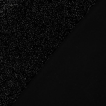 SCHÖNER LEBEN. Stoff Bekleidungsstoff Samtstoff Stretchsamt Glitzer schwarz silber 1,5m, mit Metallic-Effekt