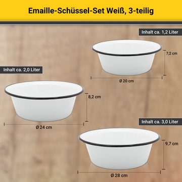 Krüger Schüssel, Emaille, (Set, 3-tlg), 20, 24 und 28 cm