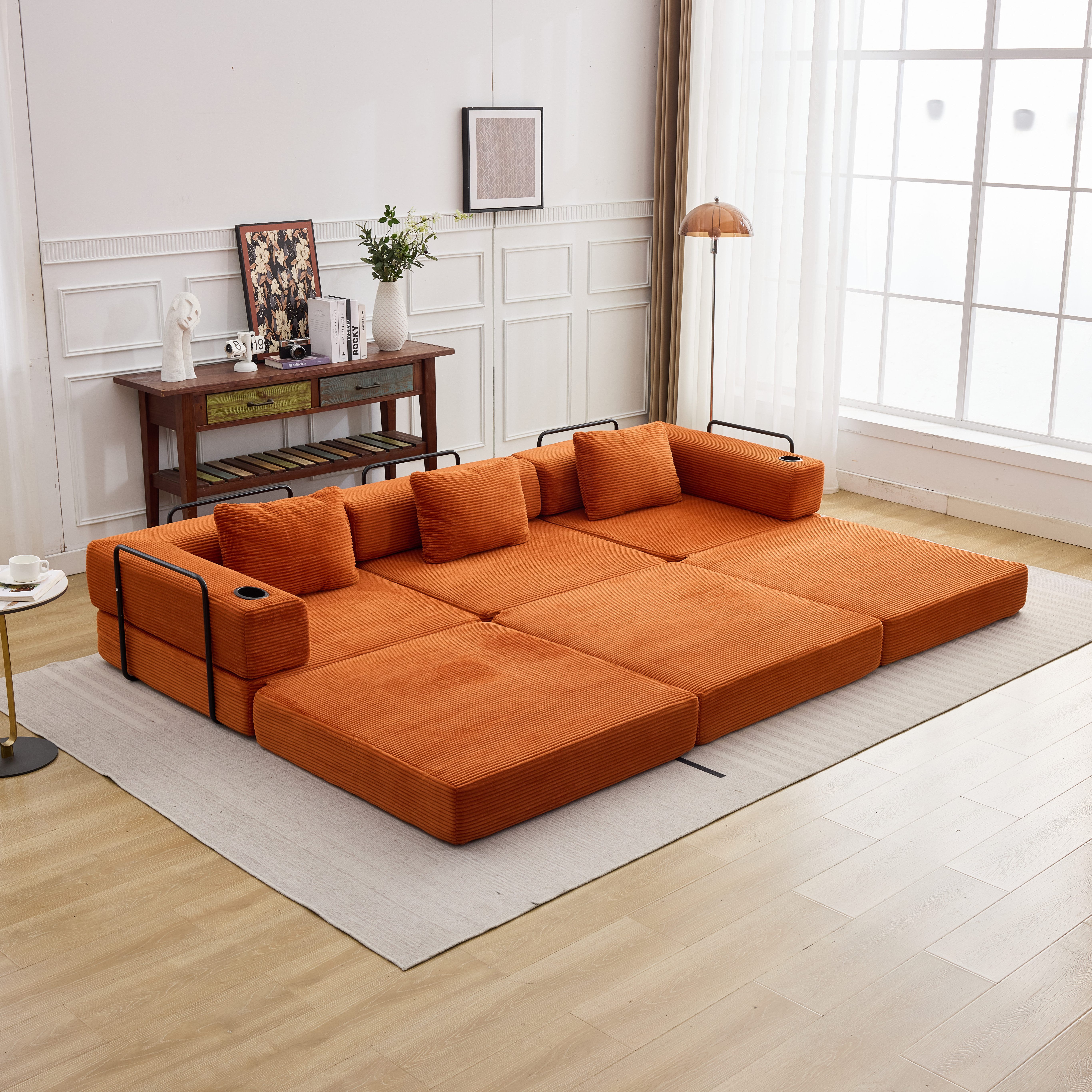 Sofa Sofas Wohnzimmer, Schlafsofa aus Cord weich & platzsparend