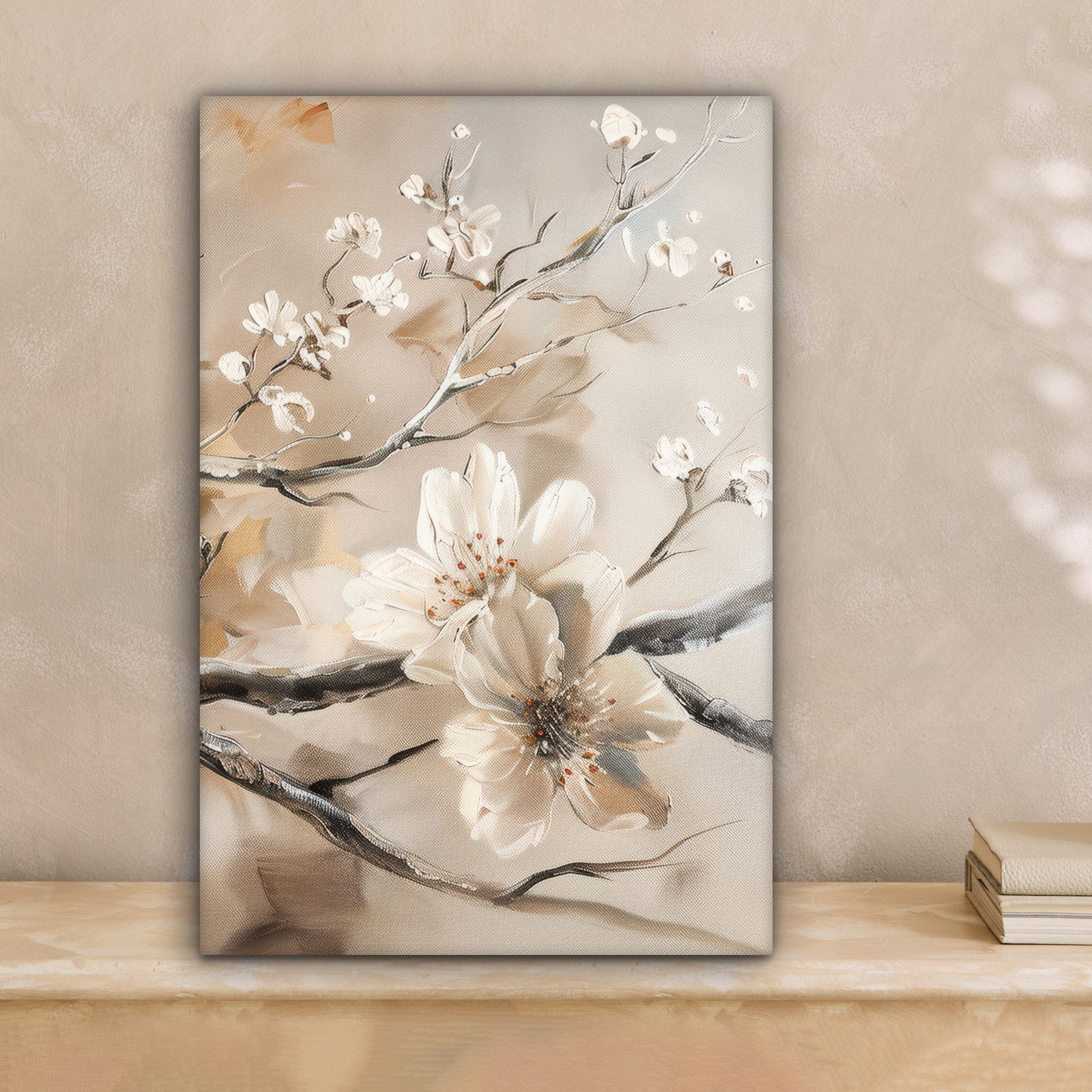 OneMillionCanvasses® Leinwandbild Blumen - Natur - Weiß - Blüte - Abstrakt, Fotodruck (1 St), Leinwand Canvas Wandbild, Wanddekoration 20x30 cm