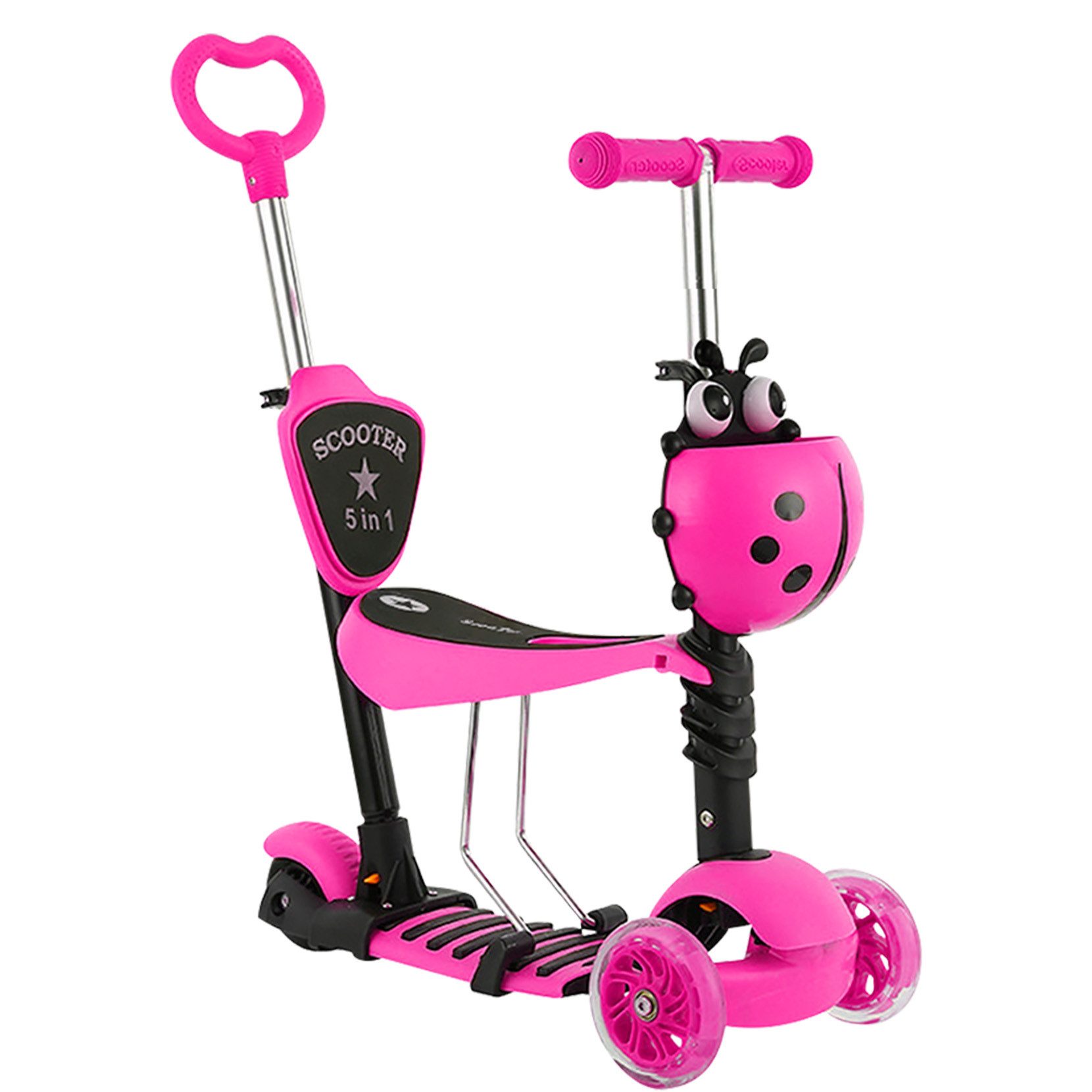 OUNUO Dreiradscooter Multifunktionaler Kinderroller mit LED Räder, für Kinder ab 2 Jahren