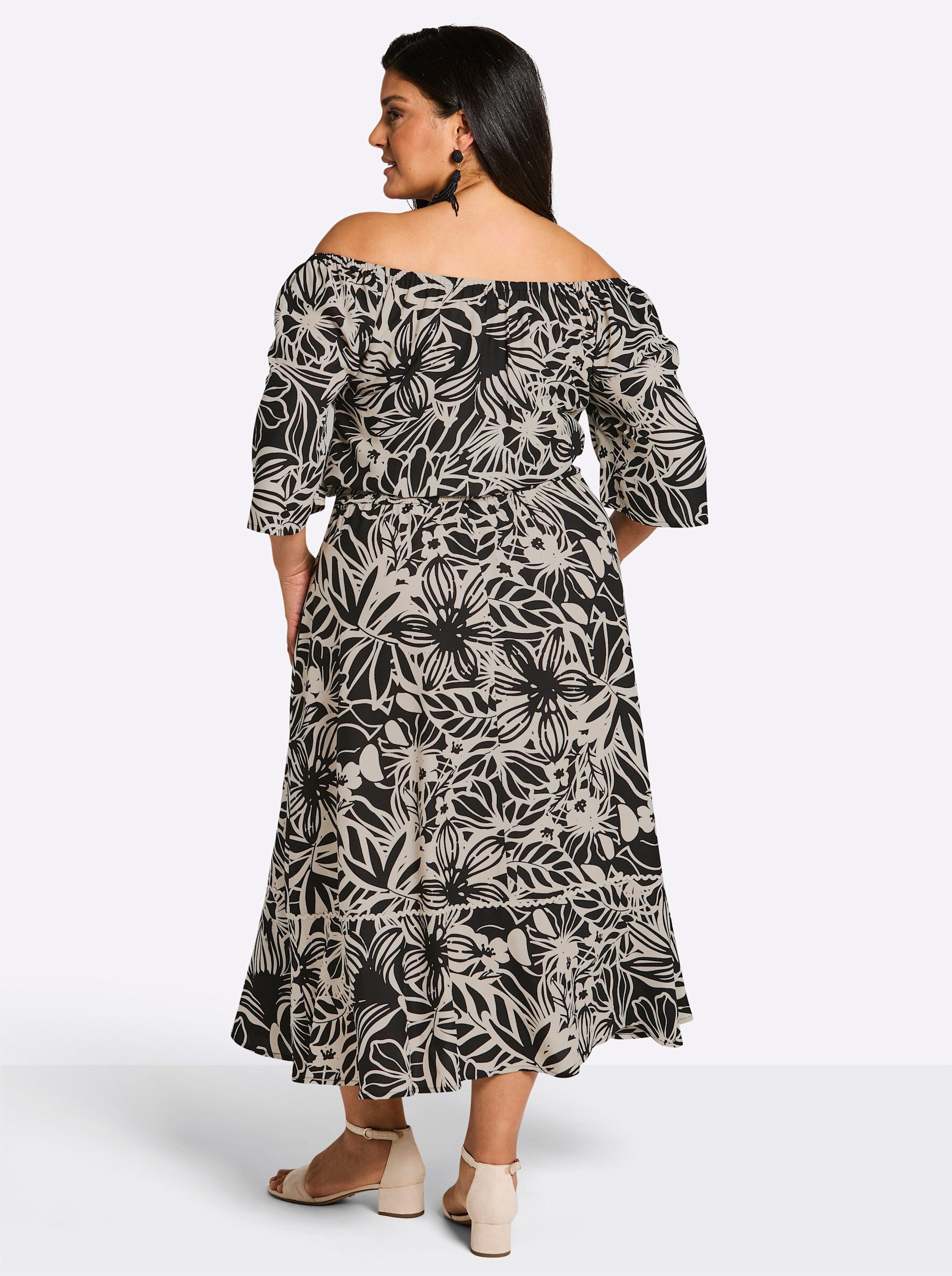 Sheego Strandkleid Maxikleid Kurzarm