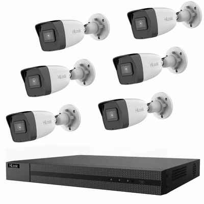 HILOOK IK-6288BH-MH/P PoE Komplettset für Videoüberwachung - 1x NVR und 6x Überwachungskamera (Außenbereich, Innenbereich, 7-tlg., inkl. 2 TB Festplatte, Fernzugriff über PC und Smartphone, Bewegungserkennung)