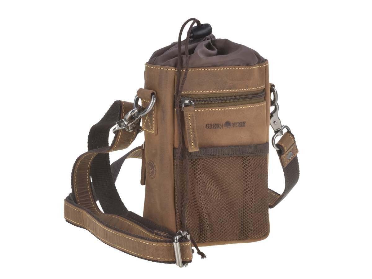 Greenburry Leckerlibeutel "Vintage" Leder, Futterbeutel Hunde Pferde, zum Umhängen, Schultergurt, mit Gürtelclip