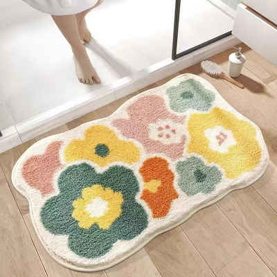 Badematte Badezimmer Blumenbadteppich Coonoor, Microfaser, Superweicher flauschiger Teppich für Zuhause