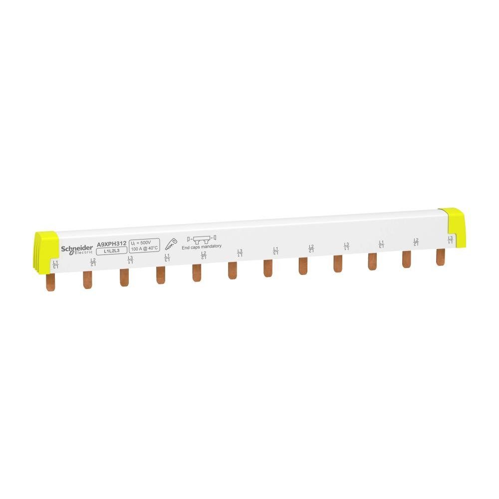 Verteiler Schneider Electric Phasenschiene Steg, ablängbar, 3P, 12 TE, 100A A9X