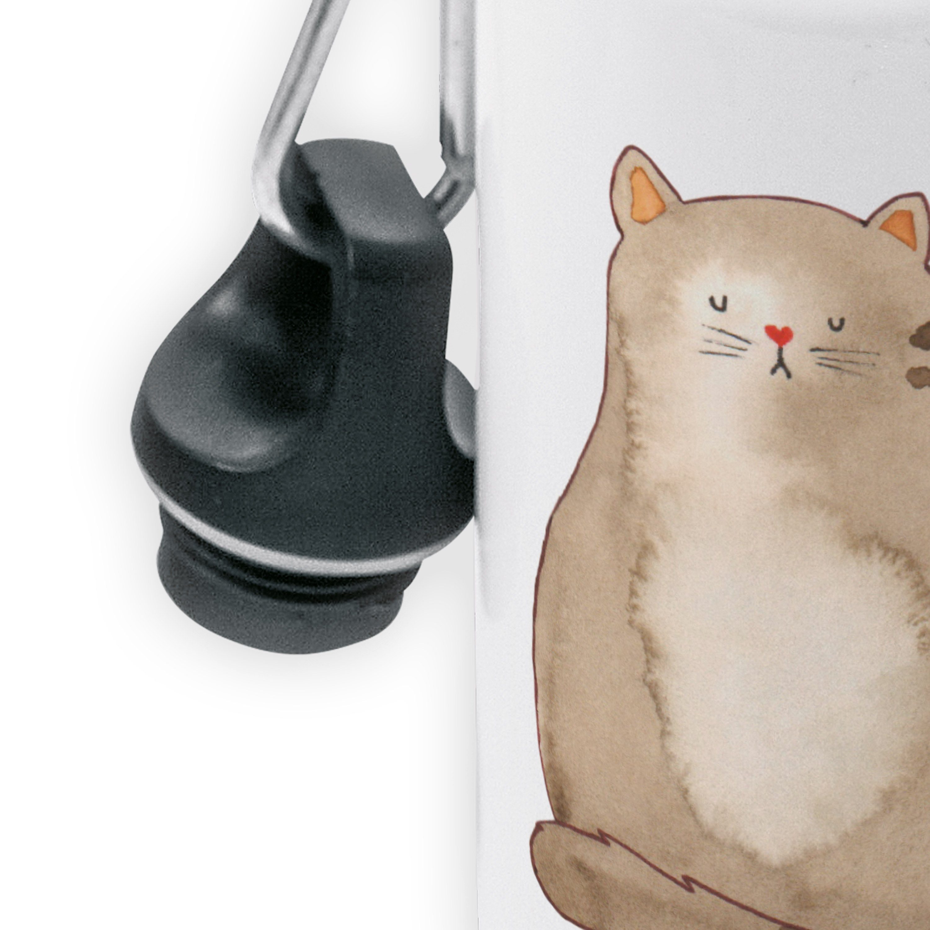 Geschenk, - Panda & Katze Katzenaccessoires, Trinkflasche Kindertrinkflasch Mrs. Mr. Weiß - sitzend