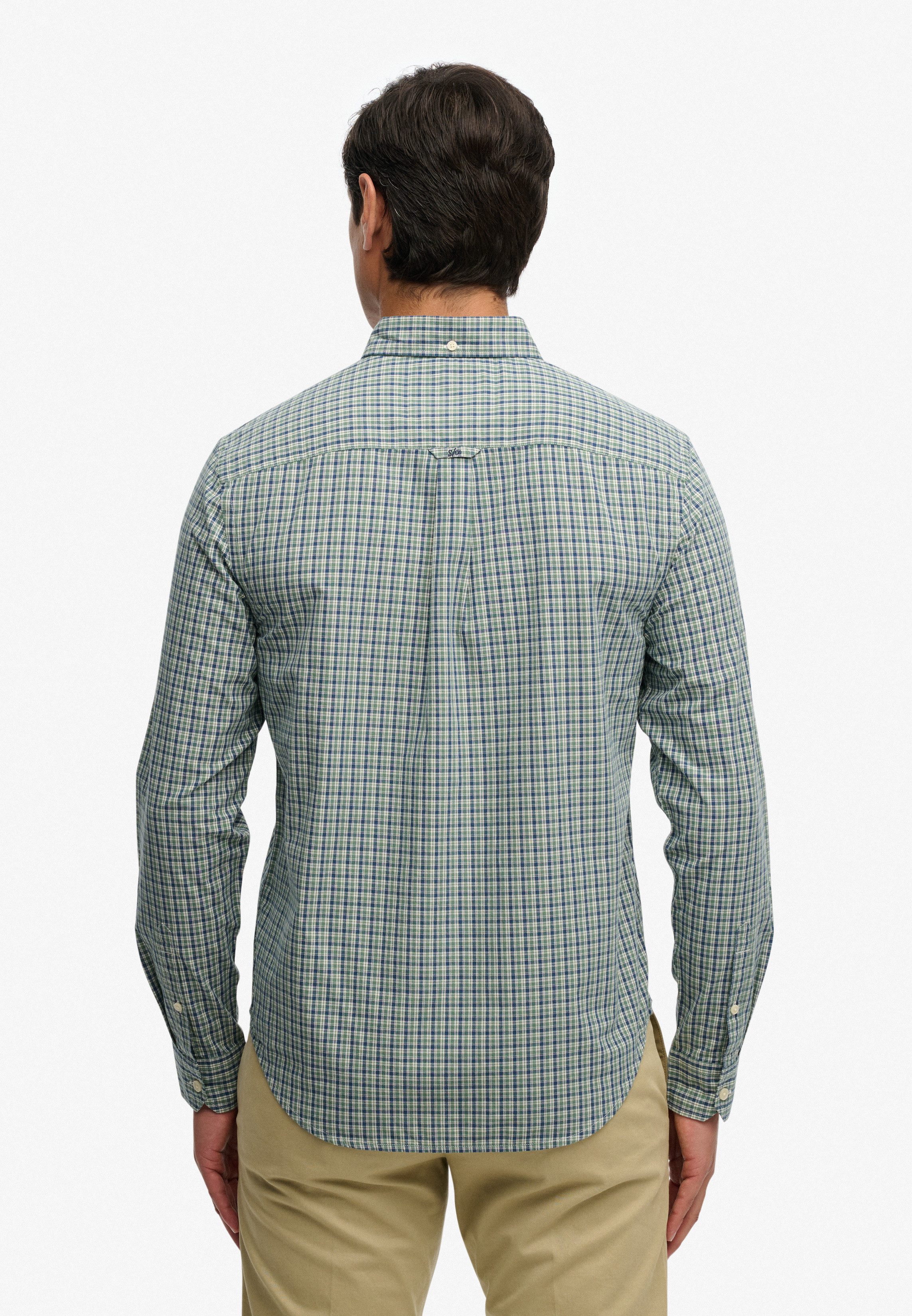 Superdry Langarmhemd PREPPY POPLIN L/S SHIRT kariertes Design, mit Knopfleiste, Regular Fit