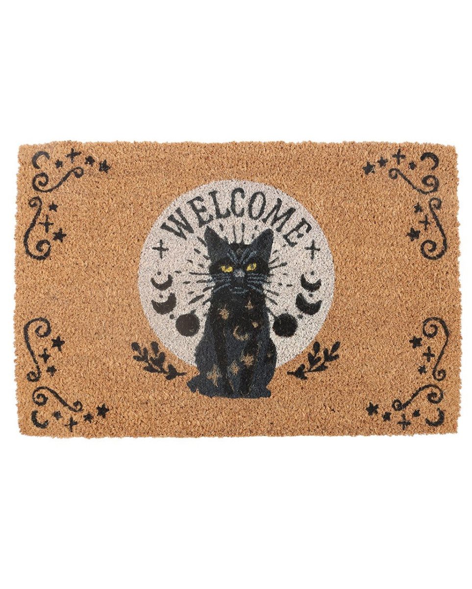 Horror-Shop Dekofigur Black Magick Cat Fußmatte aus Kokosfaser – Hallowe