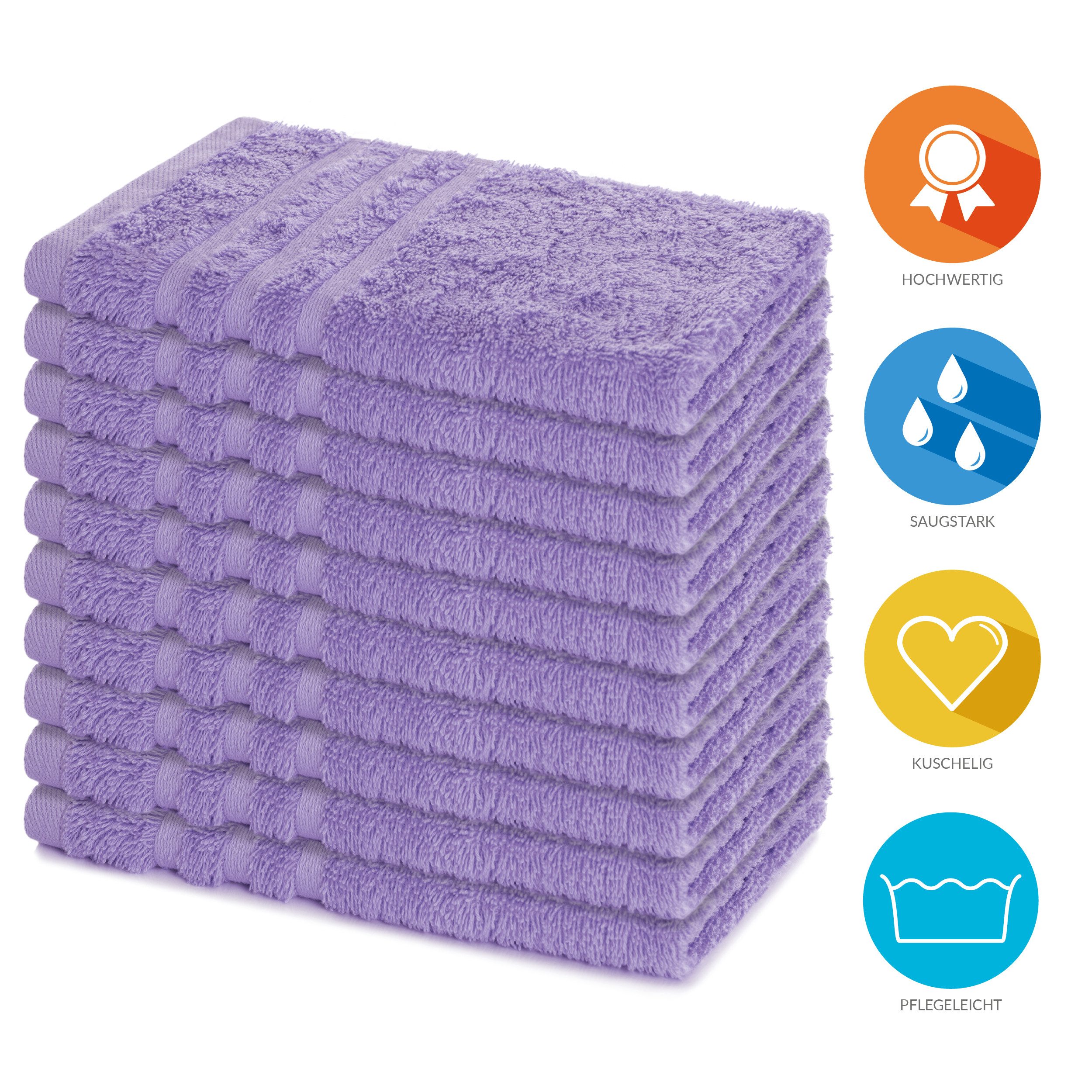 Lavea Gästehandtücher 30x50 cm, 10er Set Gästehandtuch, Elena-Frottee Handtuch, Gästetuch, (Set, 10-St), 500 g/m² Frottier, weich & saugstark, pflegeleicht