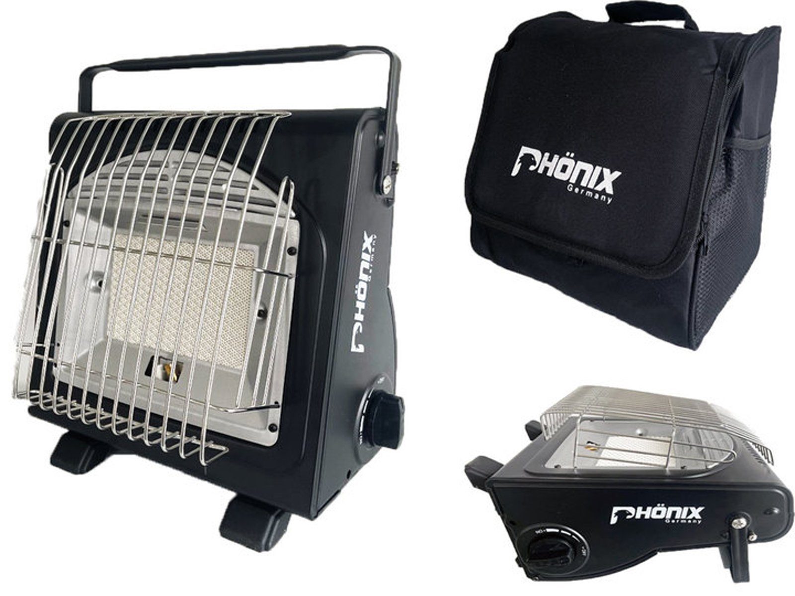 Phönix Germany Gaskocher PH-100, (2 in 1 Heizung & Kocher, Gasheizung Keramik), Keramik Gasstrahler 1,7 KW Heizstrahler