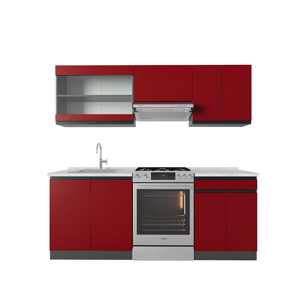 Vicco Küchenzeile R-Line, Rot/Anthrazit, 200 cm, günstig online kaufen