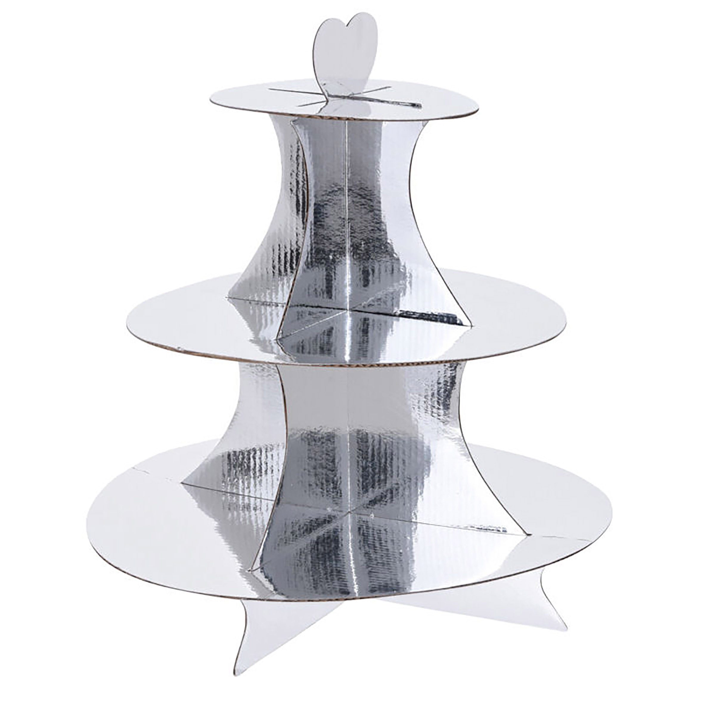 Spetebo Etagere Etagere mit 3 Ebenen aus Karton - Silber, Karton, (Stück, 1-tlg., Etagere), Servier Pappständer mit Herz Tragegriff