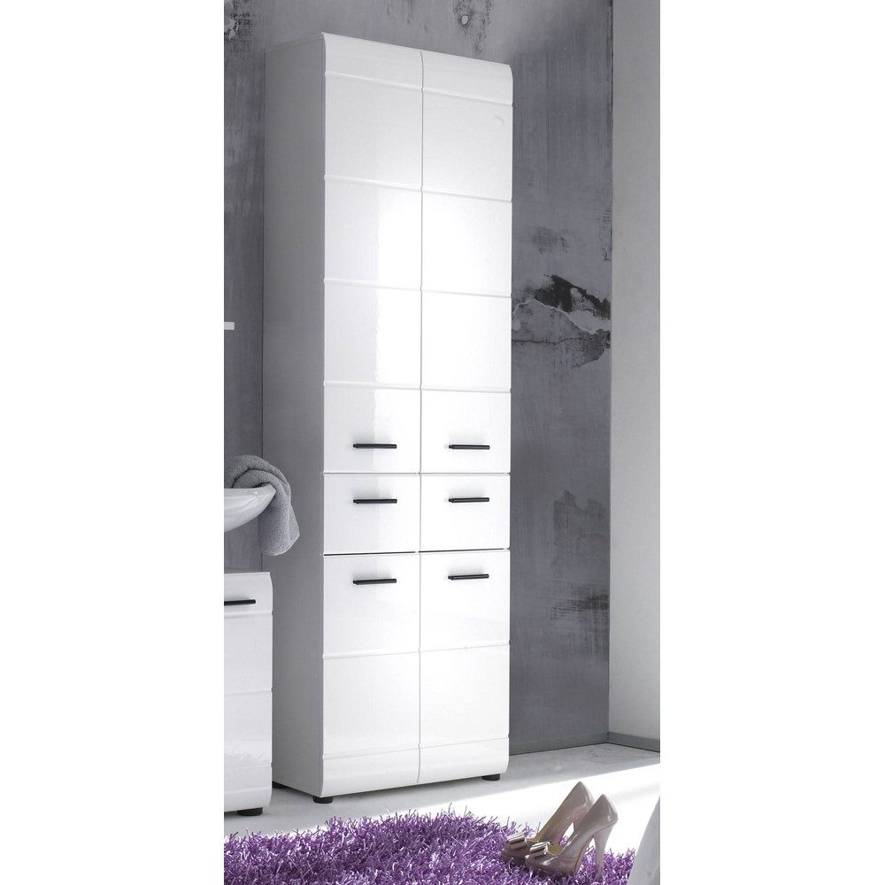 Lomadox Hochschrank LISBOA-19 Weiß Hochglanz 60/182/31 günstig online kaufen