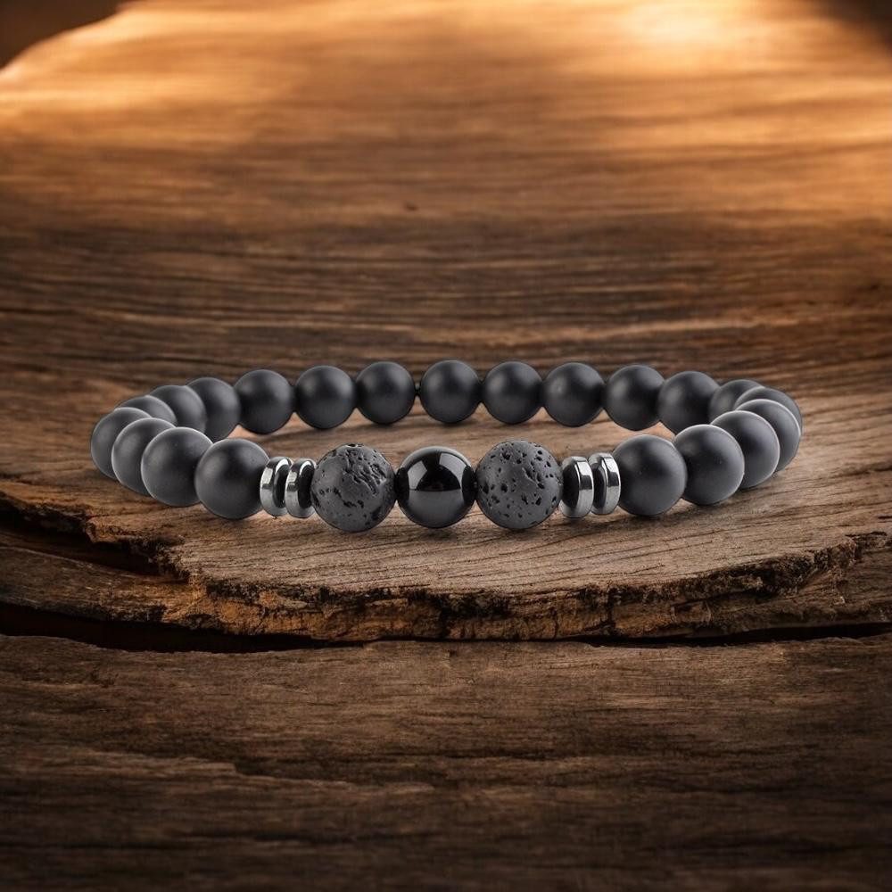 Eden Stone Armband Obsidian Armband – Schwarzes Onyx Perlenarmband matt Elastisches (1-tlg), Edelsteine – Bild 5 von 5