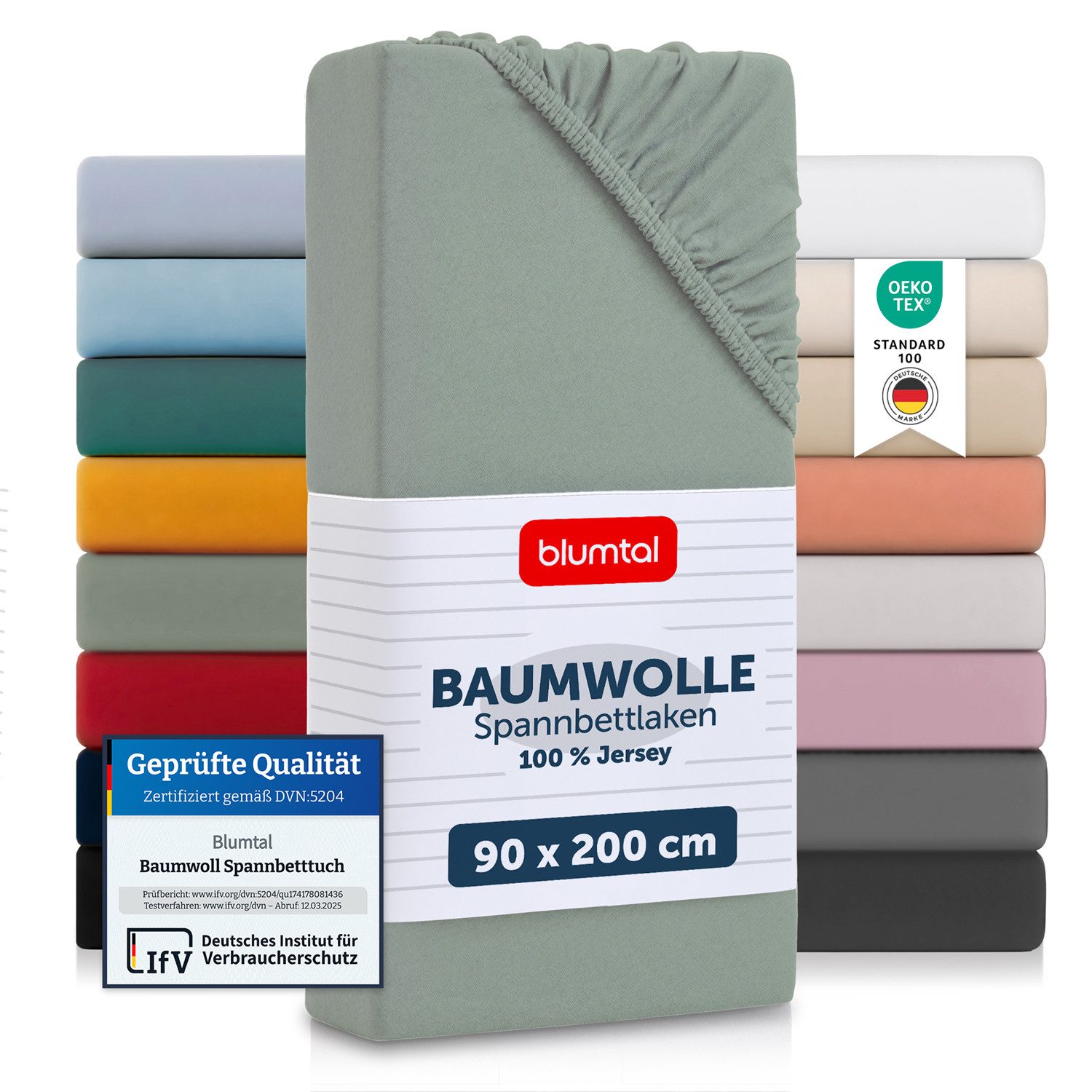 Blumtal Spannbettlaken Blumtal Basics 100% Baumwolle - Jersey, Baumwolle, Gummizug: Rundum, (2 Stück), Jersey Bettlaken - atmungsaktiv, strapazierfähig und faltenfrei