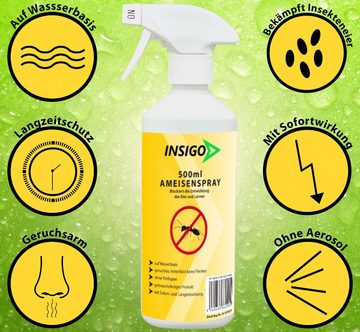 INSIGO Ameisengift Anti Ameisen-Spray Ameisen-Mittel Ungeziefer-Spray, 1 l, 2-St., auf Wasserbasis, geruchsarm, brennt / ätzt nicht, mit Langzeitwirkung