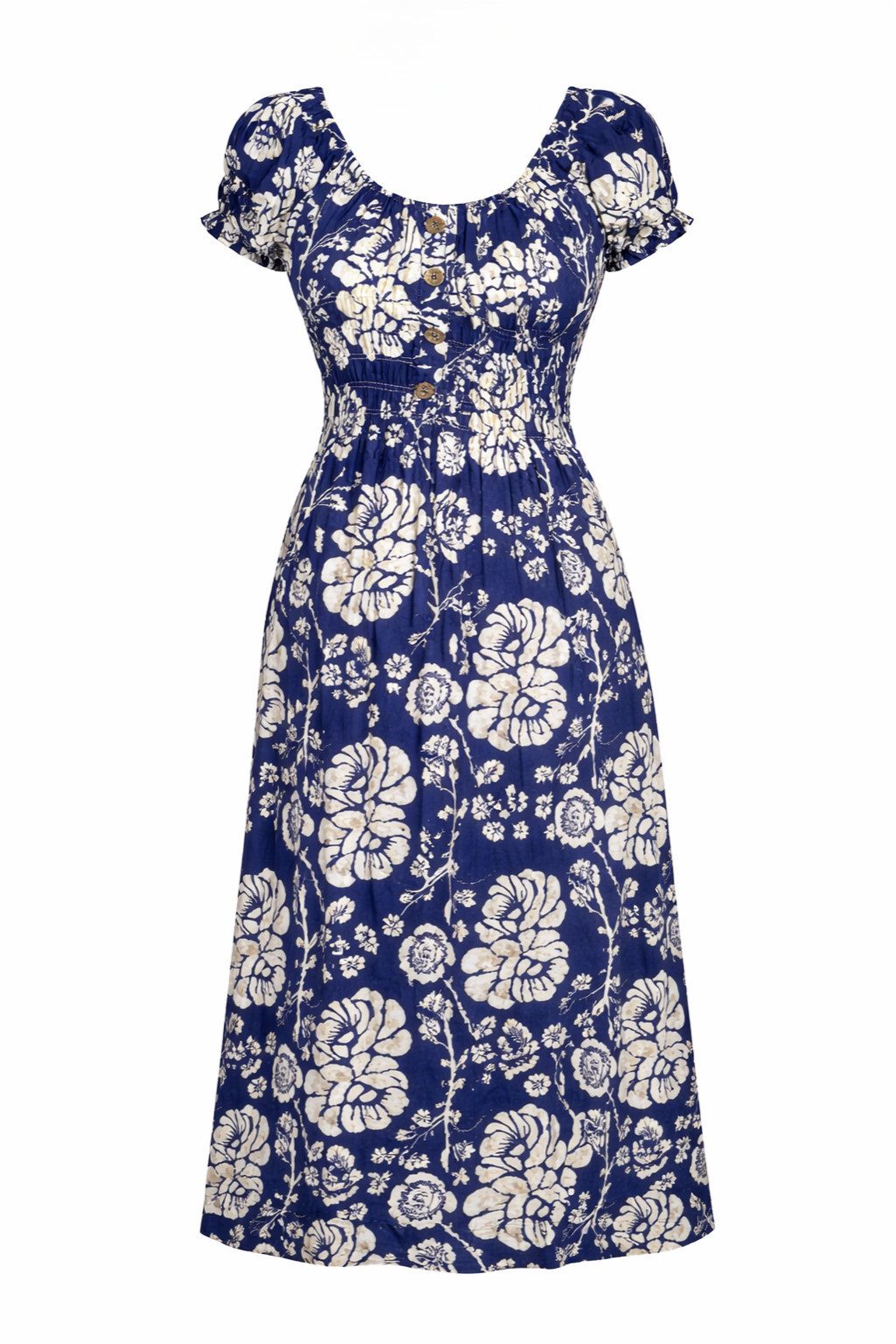 ITALY VIBES Sommerkleid - Strandkleid - Kleid Damen - florales Boho Carmenkleid ONE SIZE / passend für Größe XS - M