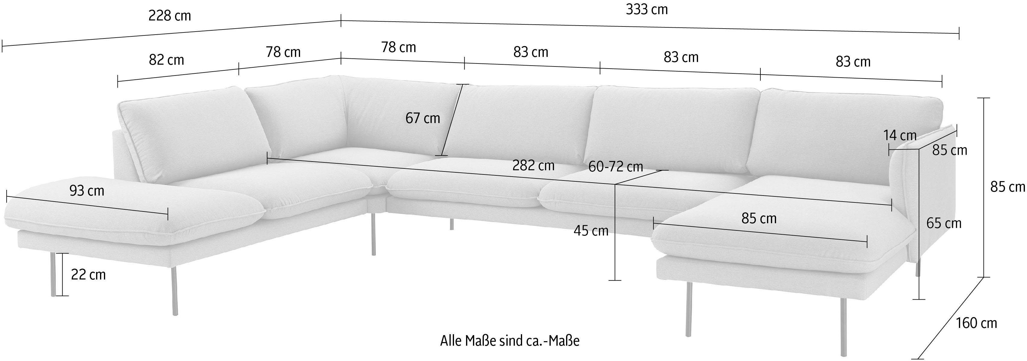 Metallbeinen moderner Lerhol, andas Optik, mit Wohnlandschaft in