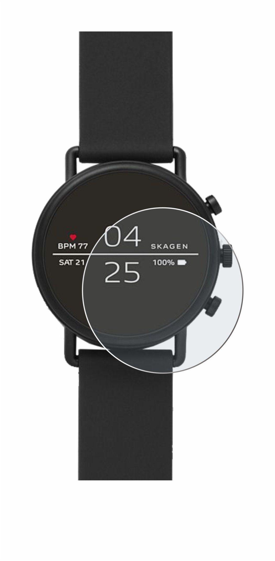 upscreen Schutzfolie für Skagen Smartwatch Falster 2, Displayschutzfolie,  Folie Premium matt entspiegelt antibakteriell