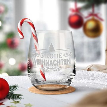 GRAVURZEILE Teelichthalter von Leonardo aus Glas mit Gravur - Frohe Weihnachten Vintage V2 (Weihnachtsdeko), Geschenke für Frauen und Männer zu Weihnachten Nikolaus und Wichtel