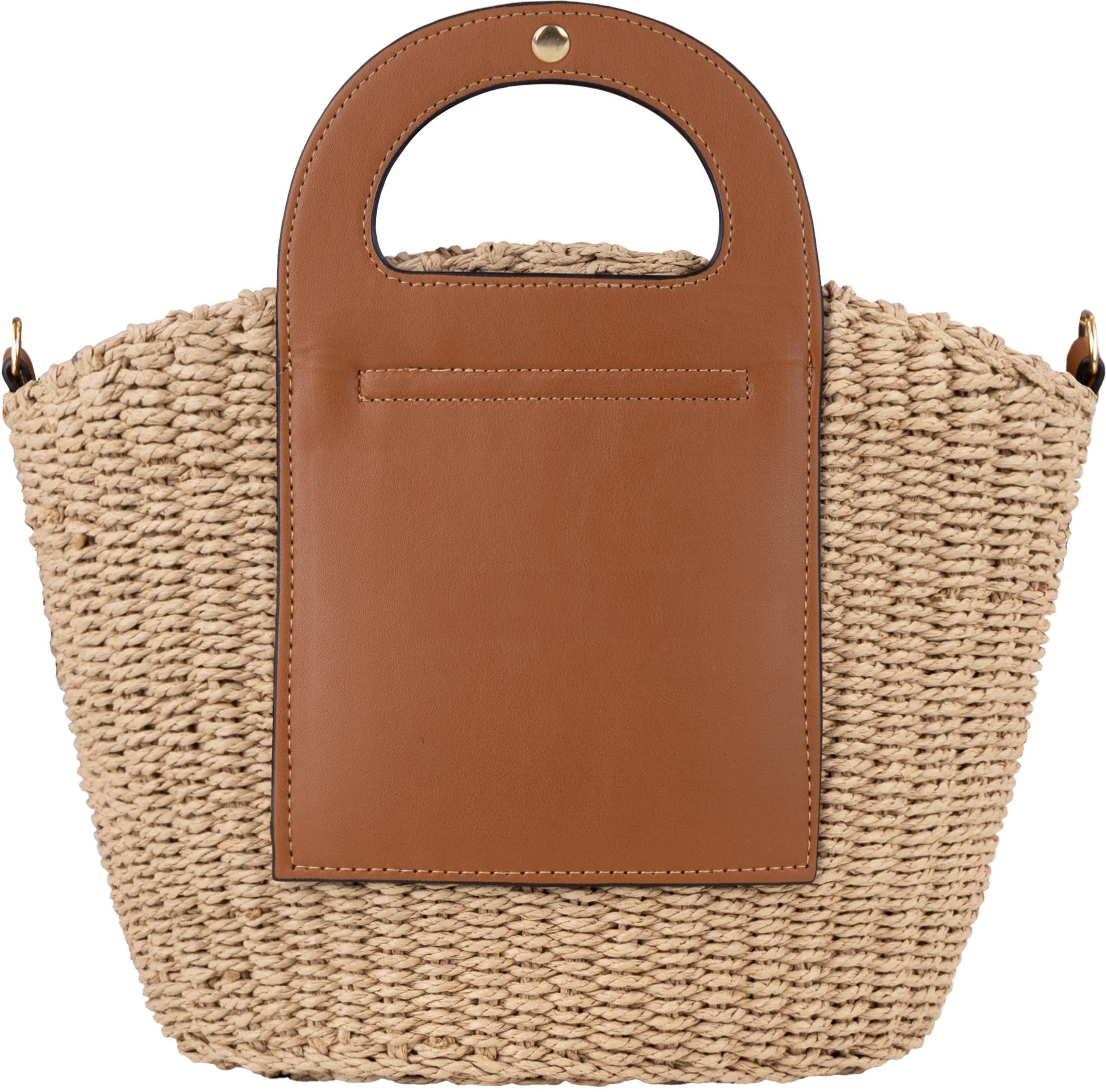 Janice Strandtasche Damen Handtasche Comallo, Sommertasche mit Stoffeinsatz mit Kordelzug