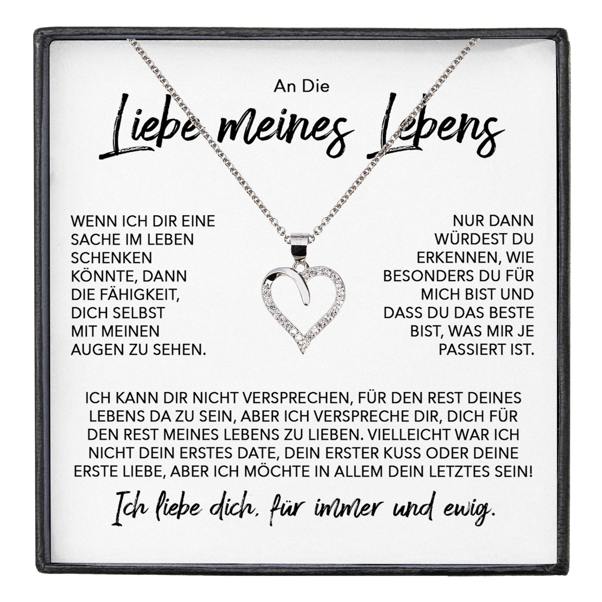 Valentinstagsgeschenk 22Feels Schmuckset Liebe Meines Lebens Frauen Geschenk Herz Halskette Damen Collier V-Tag (inkl. Geschenktasche, Karte, Poliertu