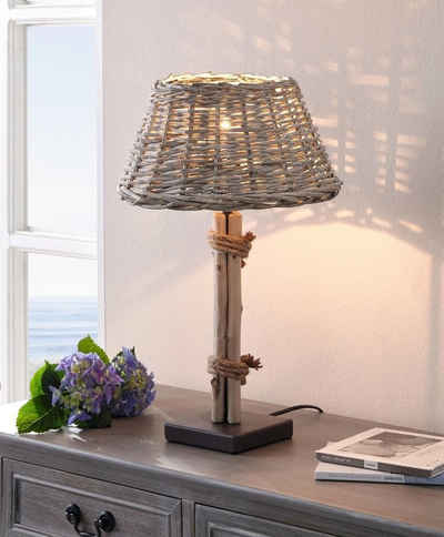 Home-trends24.de Tischleuchte Tischleuchte Stehlampe Lampe Leuchte Landhaus Shabby Lampenschirm, Warmweiß