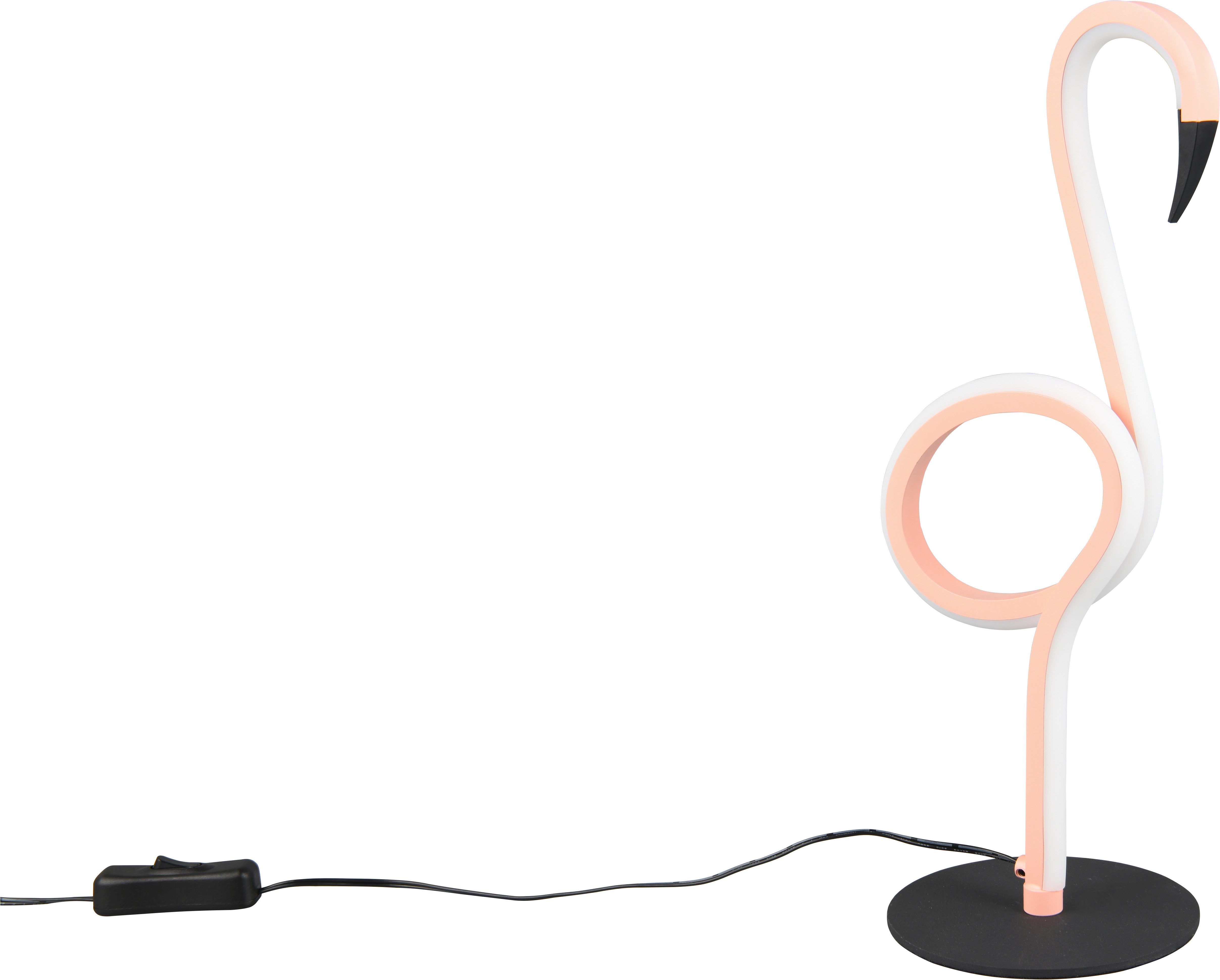 Reality Leuchten LED Tischleuchte INGO, LED Tischlampe in Flamingo Form, 6W 550 Lumen 300K warmweiß, Ein-/Ausschalter, LED fest integriert, Warmweiß, Flamingo Lampe mit Schnurschalter, Höhe 35 cm Ø 12 cm Tiefe 14,5 cm