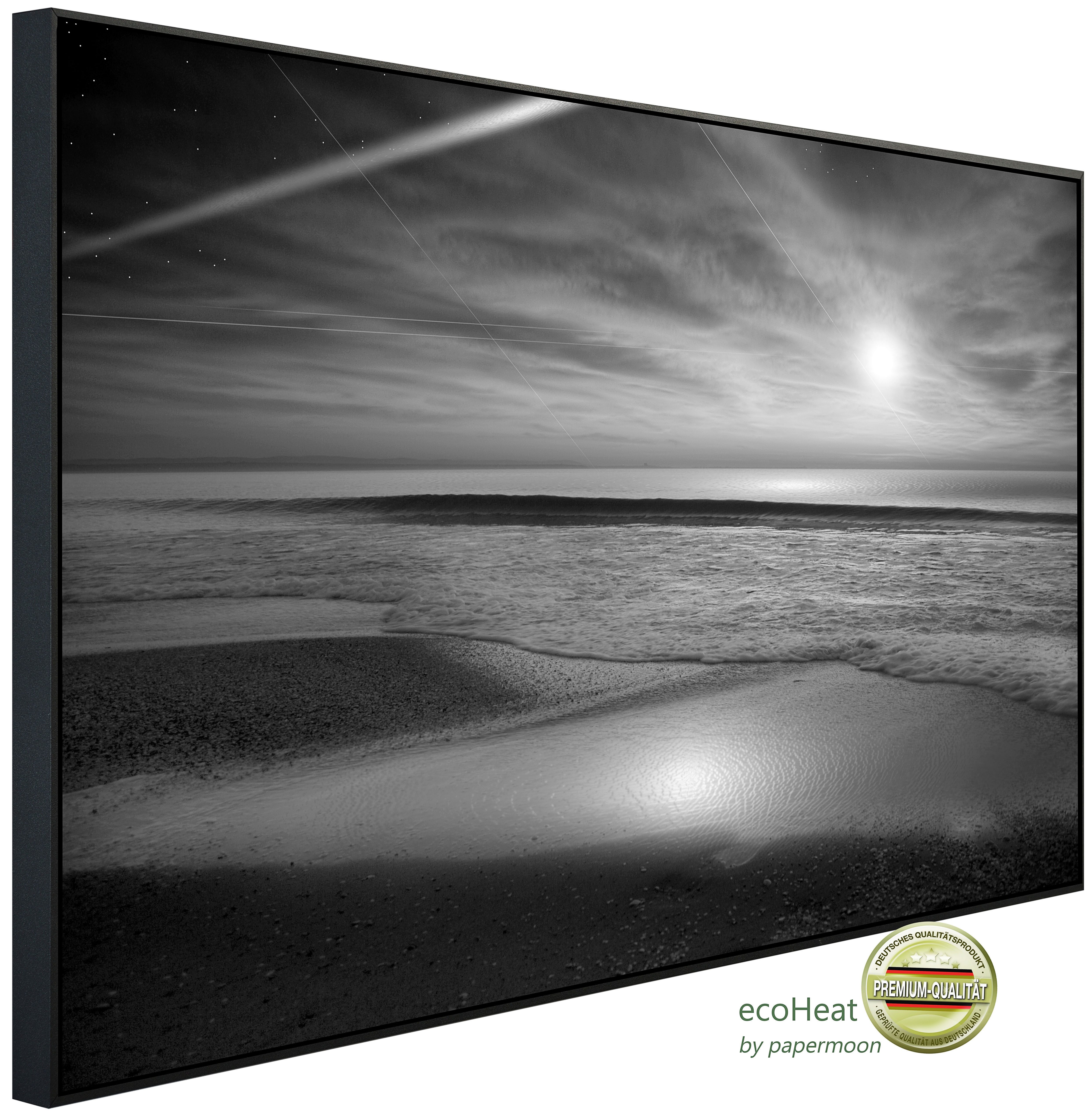 Papermoon Infrarotheizung INFRAROT-BILD-HEIZUNG, Strand Schwarz & Weiß, TÜV-Rheinland/GS zertifiziert, angenehme Strahlungswärme