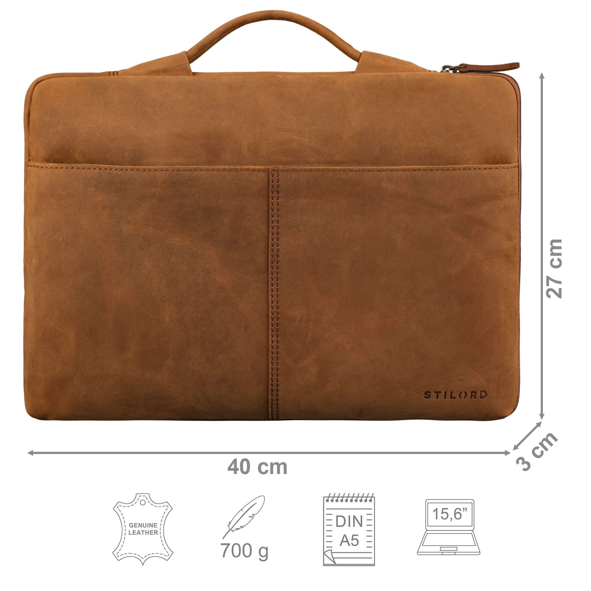 STILORD Laptoptasche "Kit" Laptop Tasche 15.6 Zoll Leder Herren Laptophülle