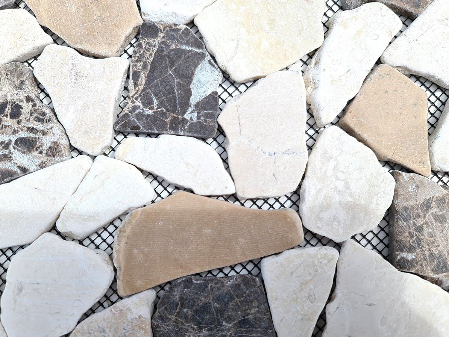 Matten matt braun Mosaikfliesen mix Bruch 10 Mosani Bodenfliese / beige Marmormosaik