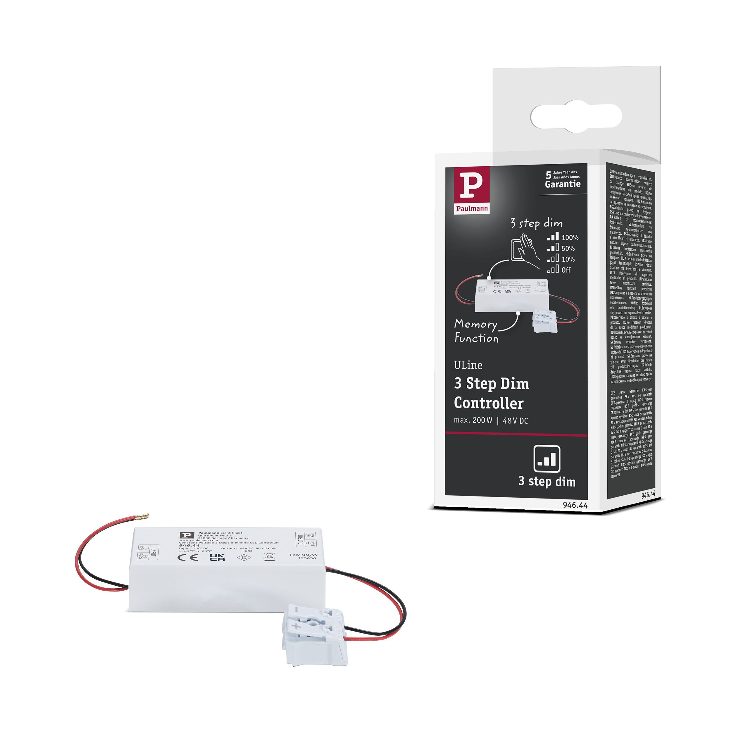 Paulmann Schienensystem-Controller ULine Zubehör max. 200W 48V 80x35mm Weiß, (1-tlg), 3-Step-Dimmer